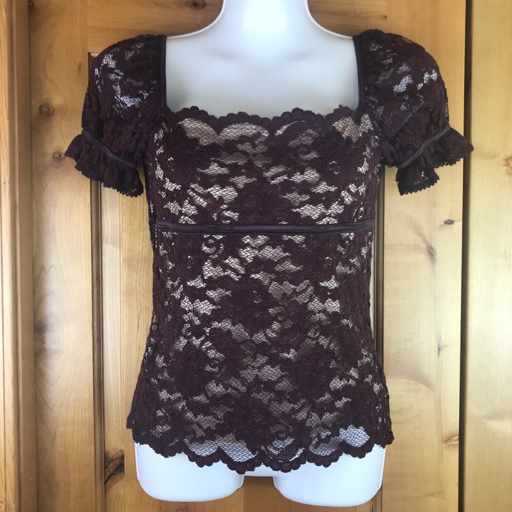 Victoria’s Secret Burgundy Cap Sleeve Lace Top